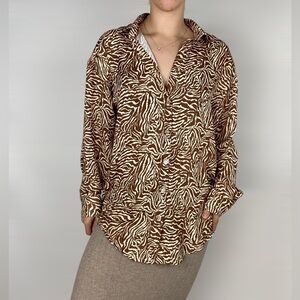 RESA Long‎ Sleeve Zebra Print Button Down Collared Relaxed Fit